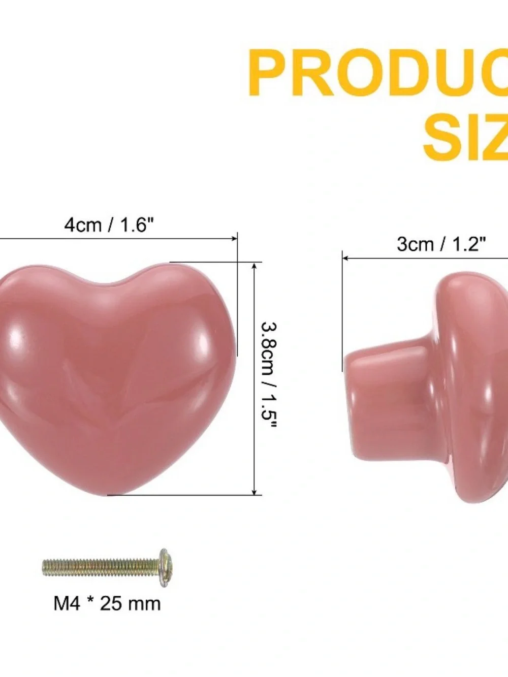Set of 8 Pink Heart Knobs